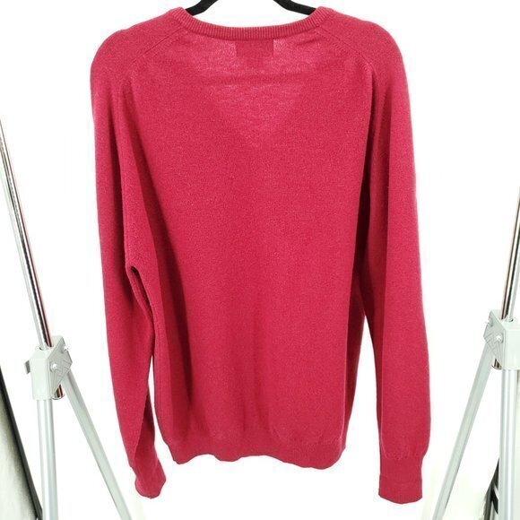 Men's 100% Lambswool Land's End V-Neck Sweater Large Tall Red Made in Scotland - Picture 2 of 14